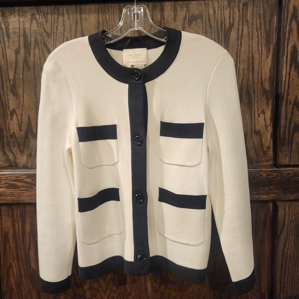 Kate Spade Cream and Black Cardigan